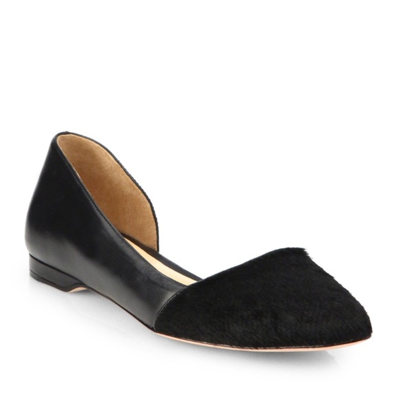 Cole Haan Shoes - Cole Haan Black Fur Pointed Toe Flats Size 6.5B